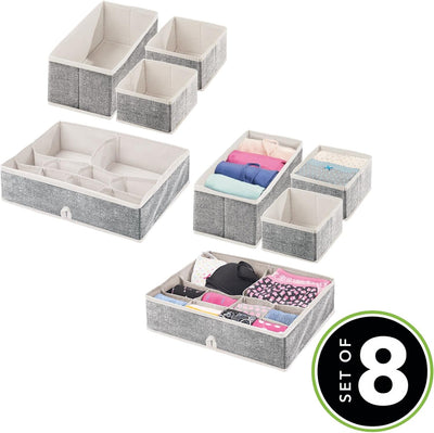 mDesign 8er-Set Kleiderschrank Organizer – Aufbewahrungskiste für die Schublade in verschiedenen Grö