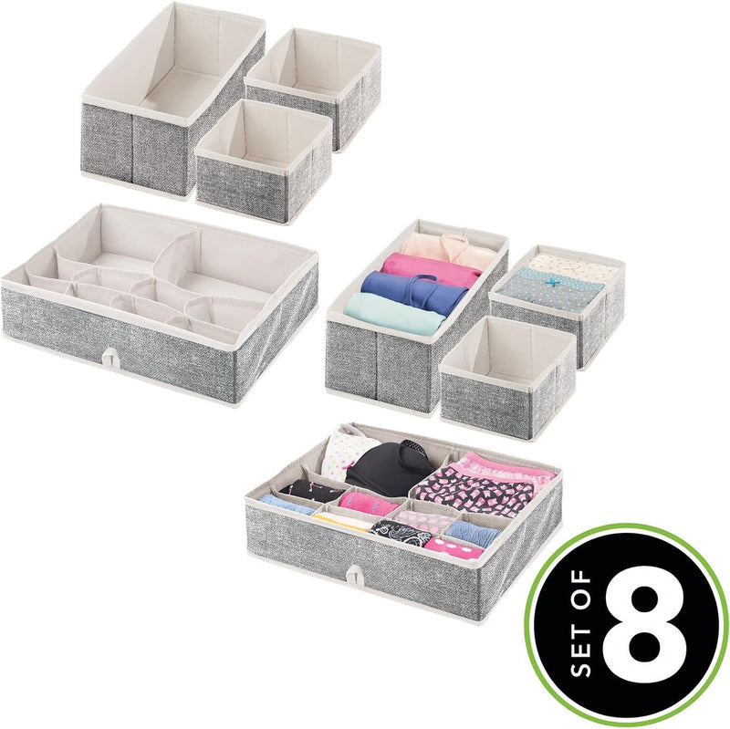 mDesign 8er-Set Kleiderschrank Organizer – Aufbewahrungskiste für die Schublade in verschiedenen Grö