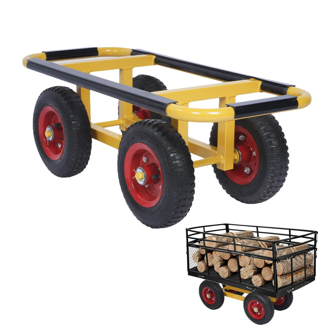 Bauholz Plattenwagen 300 kg Eisen Schwerlast Lasten Karre gelb | 75.5x32x26cm Transportwagen Dolly 4