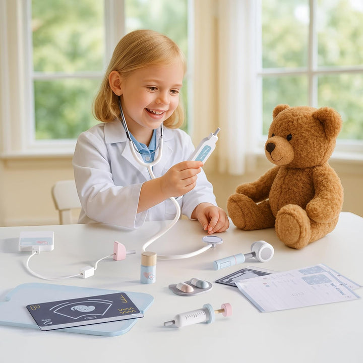 ROBOTIME Kinder Tierarzt-Klinik Spielset, Tierarzt-Kit für Jungen und Mädchen, Arzt Rollenspiel-Sets