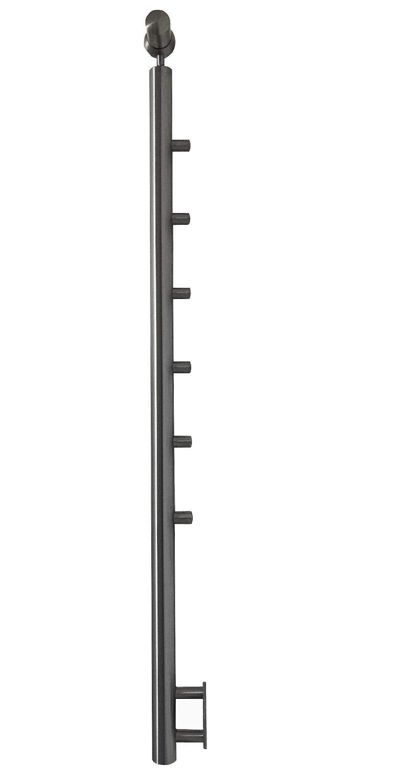 TIBU Einzelner Edelstahl Geländer Handlaufpfosten für seitliche Montage 6 Streben Seitenabstand 70mm