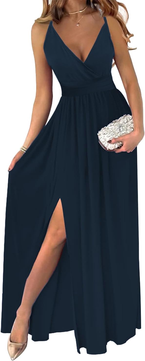 JENJON Damen Sommer Kleid Elegant Off Shoulder Kurzarm Ohne Arm V-Ausschnit Tunika Maxikleider Casua