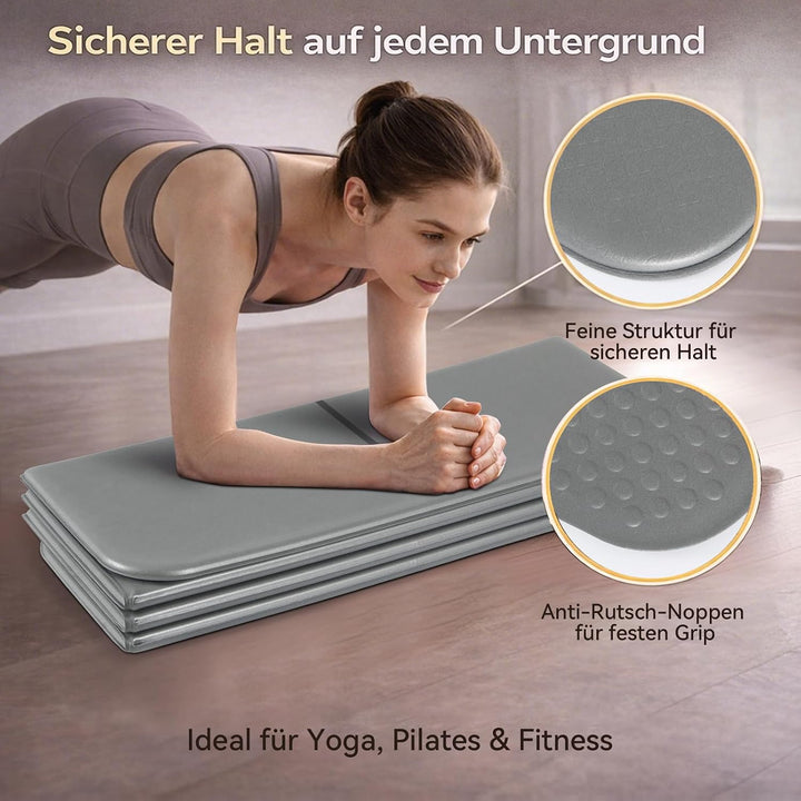 FunLife XXL Yogamatte 190 × 66 cm – 10 mm faltbare Fitnessmatte | Extra dick und rutschfest. Ideal f
