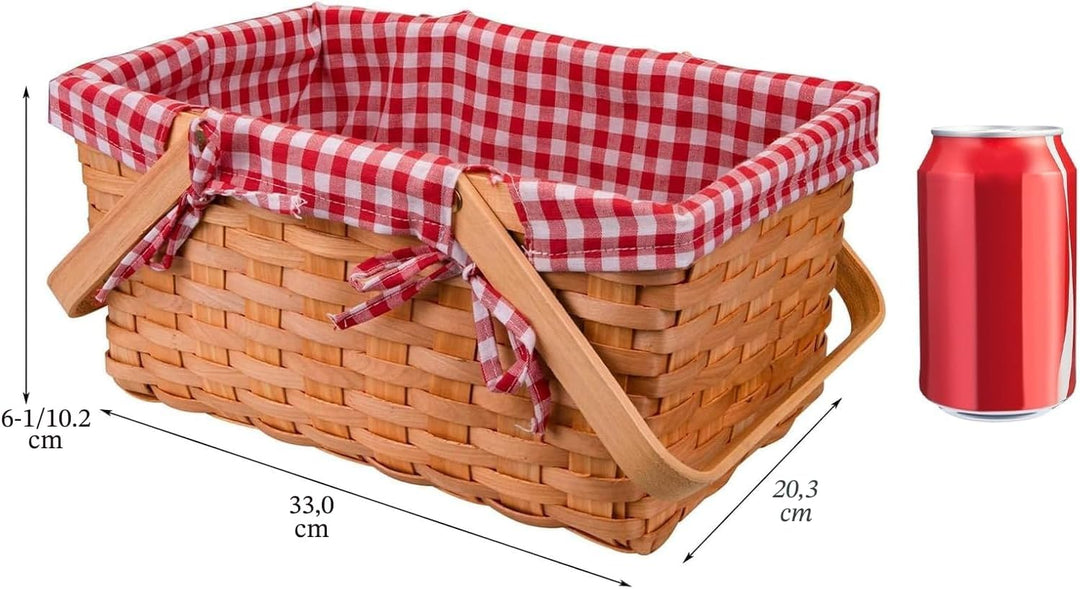 Bekith Geschenkkorb Natur Wicker Camping Picknickkorb Präsentkorb Holz, 32x20x16cm