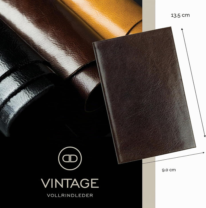 DELMON VARONE - Personalisierbares Adressbuch DIN A7 gebunden mit A-Z Register Anilin Vintage Premiu