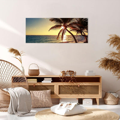 ARTTOR Wandbilder Dekoration Wohnzimmer Wolke exotischer Palm- Landschaft Bilder auf Leinwand 120x50