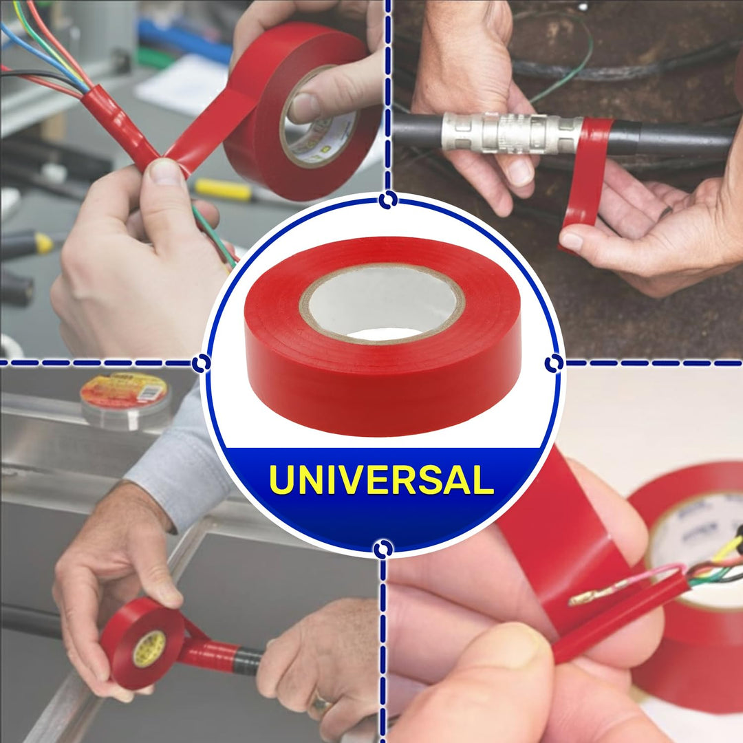 MONTERAL 6 Stück Elektro Isolierband Rot 19 mm x 20 m Dicke 0,13 mm - Isolierband Wasserdicht für Pr