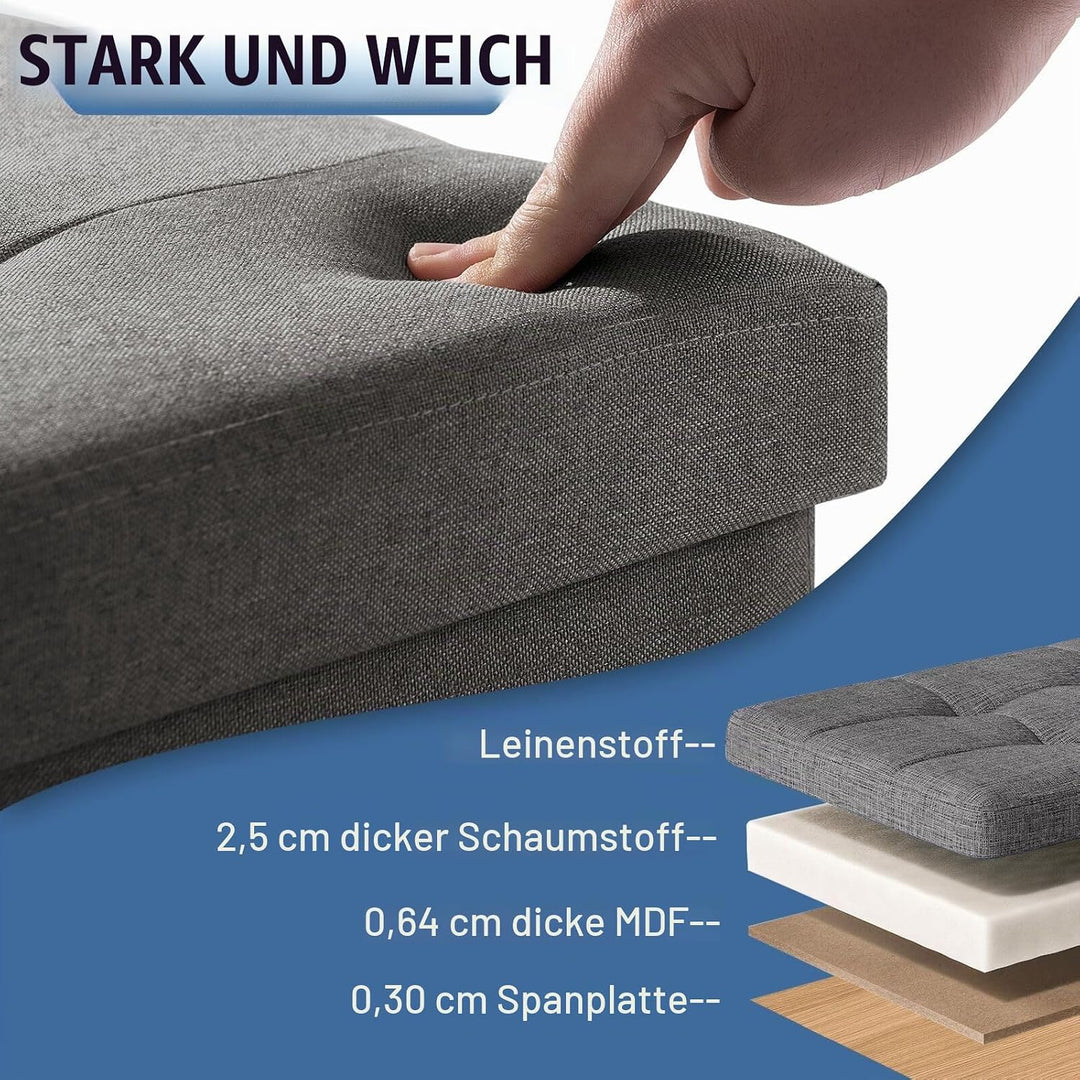 BRIAN &amp; DANY Sitztruhe Sitzhocker Fusshocker mit Stauraum und Deckel mit Holzfüssen, 38 x 38 x 38 cm