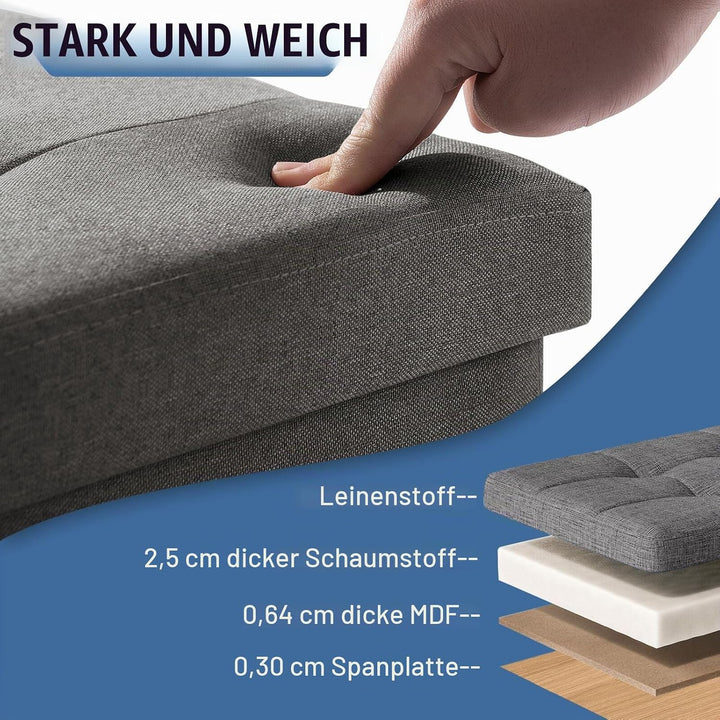BRIAN &amp; DANY Sitztruhe Sitzhocker Fusshocker mit Stauraum und Deckel mit Holzfüssen, 38 x 38 x 38 cm