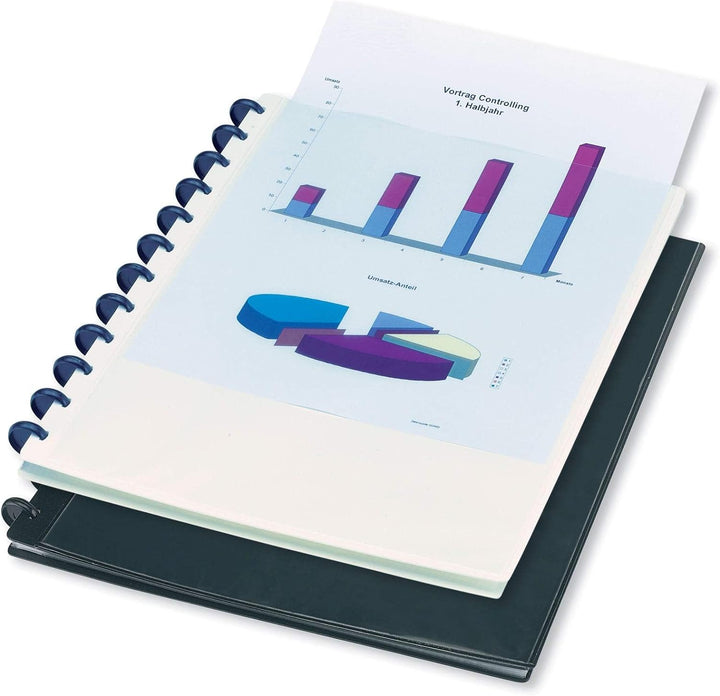 Oxford polyvision Ringmappe A4, mit vario-zipp, 20 Hüllen, schwarz, 5er Pack schwarz Single, schwarz