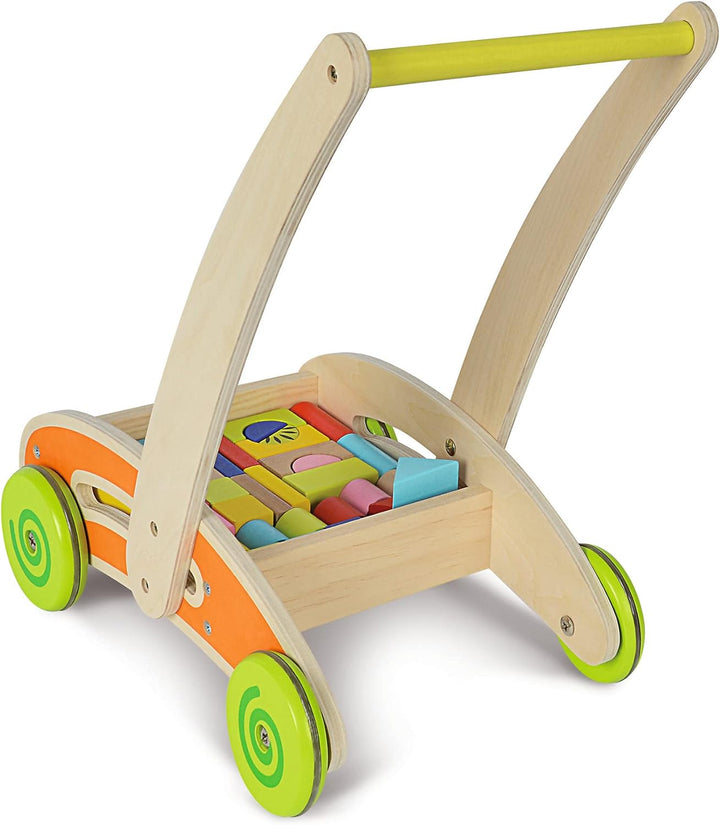 Eichhorn 100001833 - Eichhorn, Spiel- und Lauflernwagen - teilmontiert - mit 35 bunten Bausteinen au