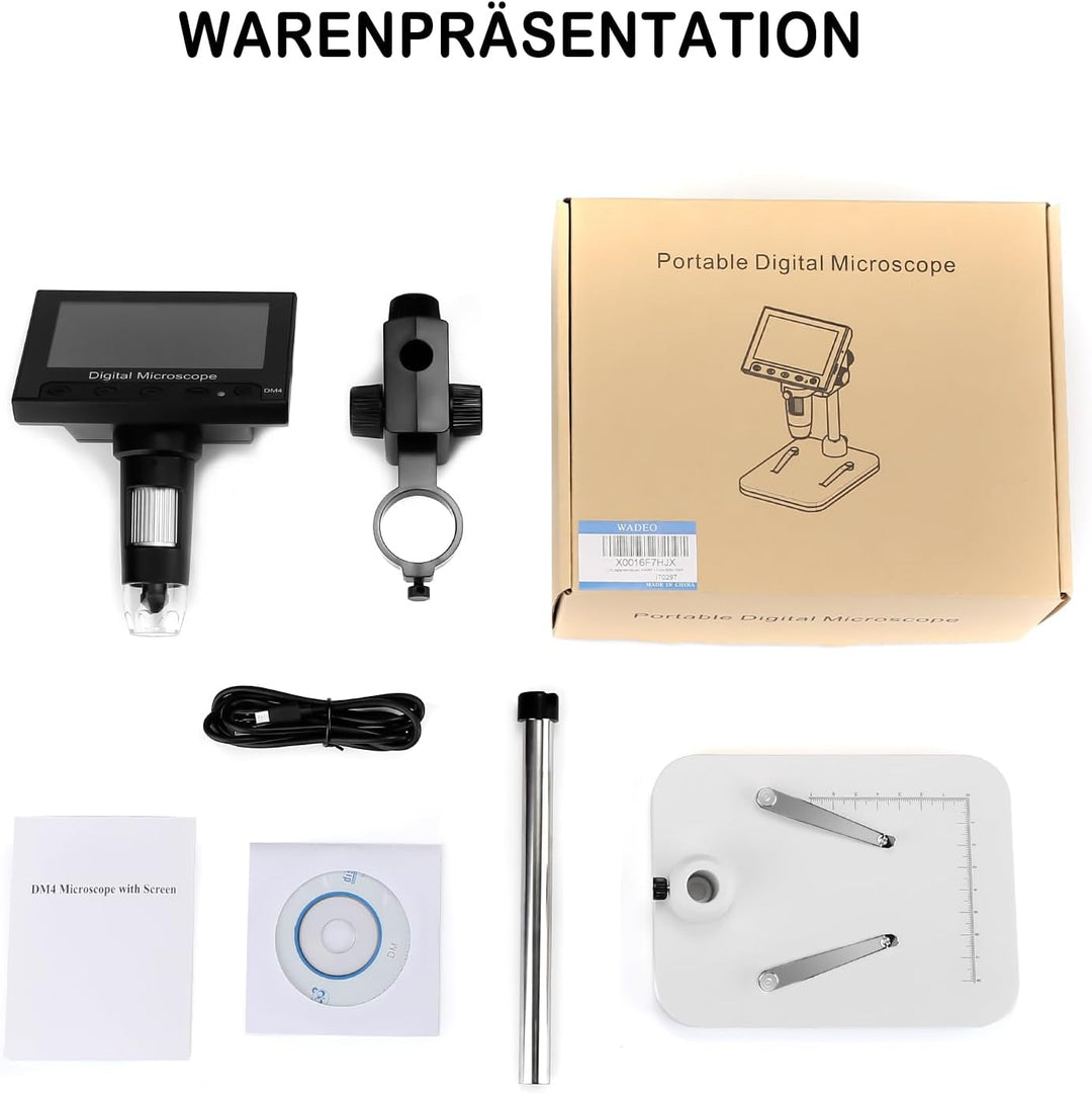 WADEO 4,3 Zoll LCD Digital Mikroskop 1000X, Tragbares Mikroskop für Kinder, USB Digitalmikroskop mit