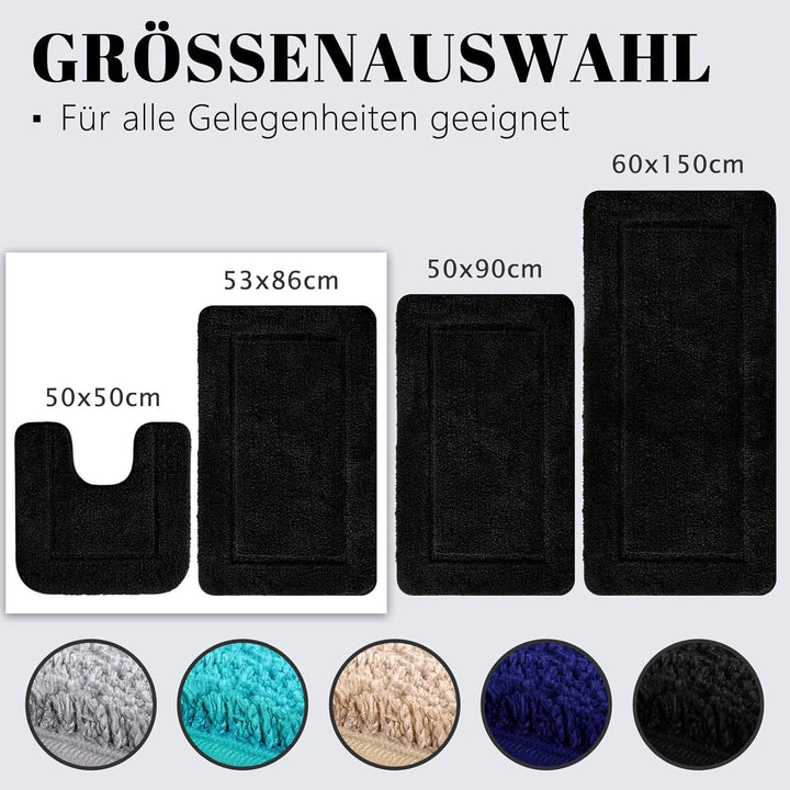 SOANNY Badematte 60x150 cm, Einzelstück, Hochflor Mikrofaser, rutschfest & Waschbar, Saugfähig Gross