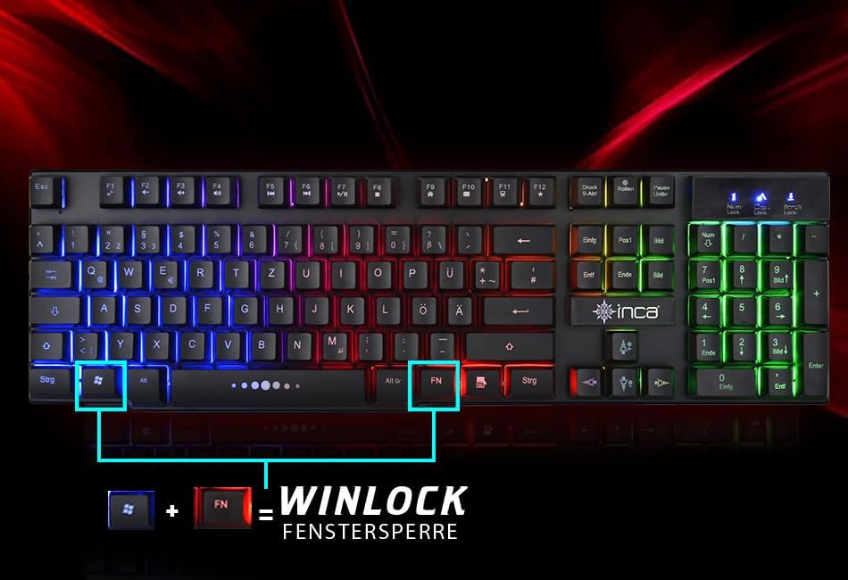 INCA Gaming Tastatur IKG-448 inkl. Maus, RGB, dt. Layout