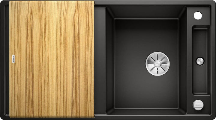 BLANCO AXIA III 5 S | SILGRANIT schwarz | Einbauart: Einbau von Oben | reversibel | mit Holzschneidb