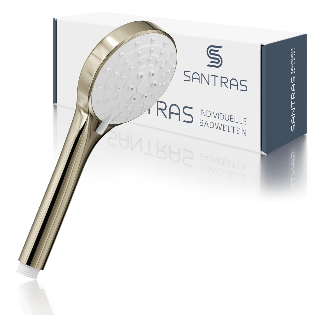 SANTRAS® Handbrause mit dreifach verstellbaren Duschkopf in Edelmessing Edelmessing Dreifach verstel