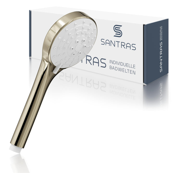SANTRAS® Handbrause mit dreifach verstellbaren Duschkopf in Edelmessing Edelmessing Dreifach verstel