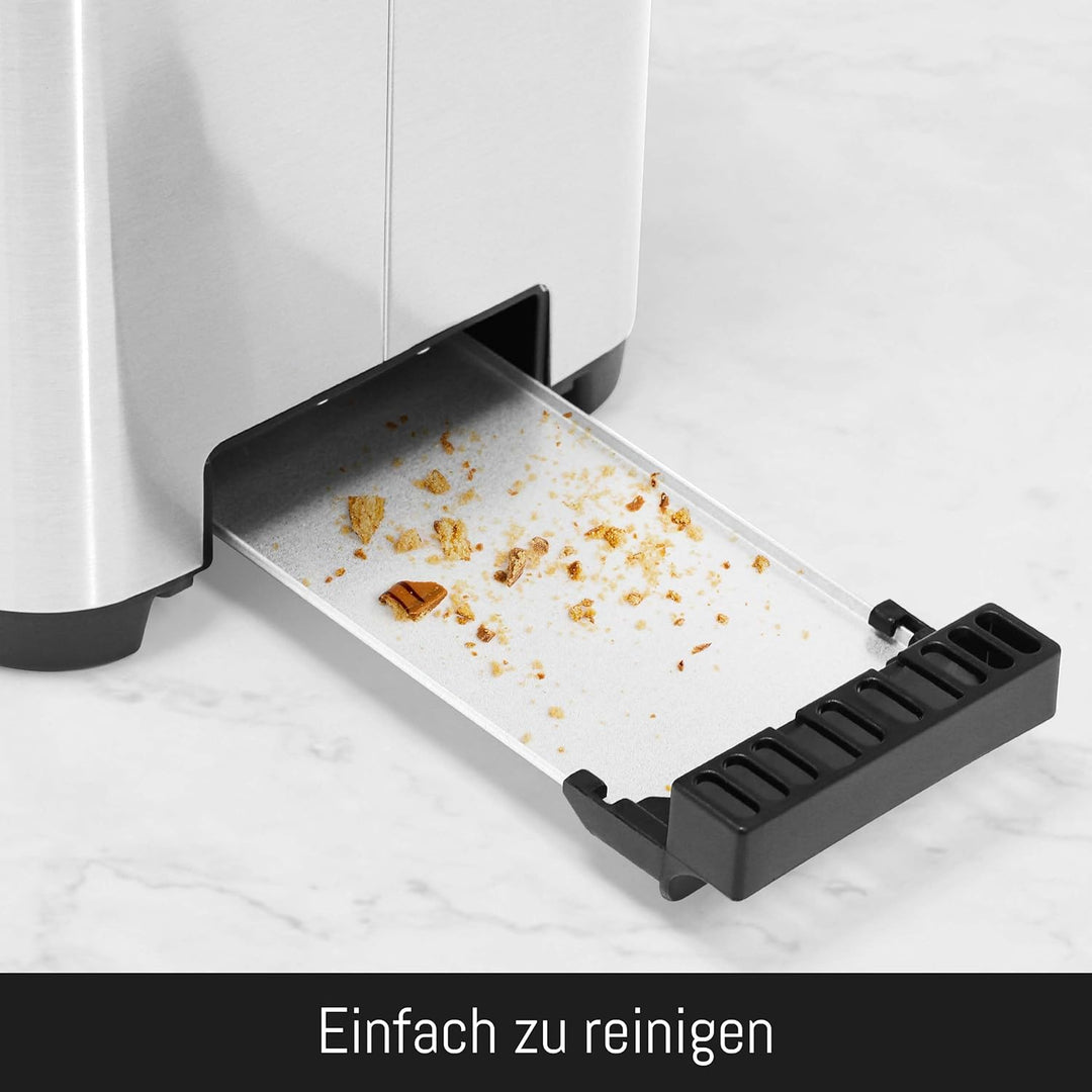 LEBENLANG Edelstahl Toaster mit Brötchenaufsatz 2 Scheiben - Touchscreen LED Display & 7 Stufen I 85