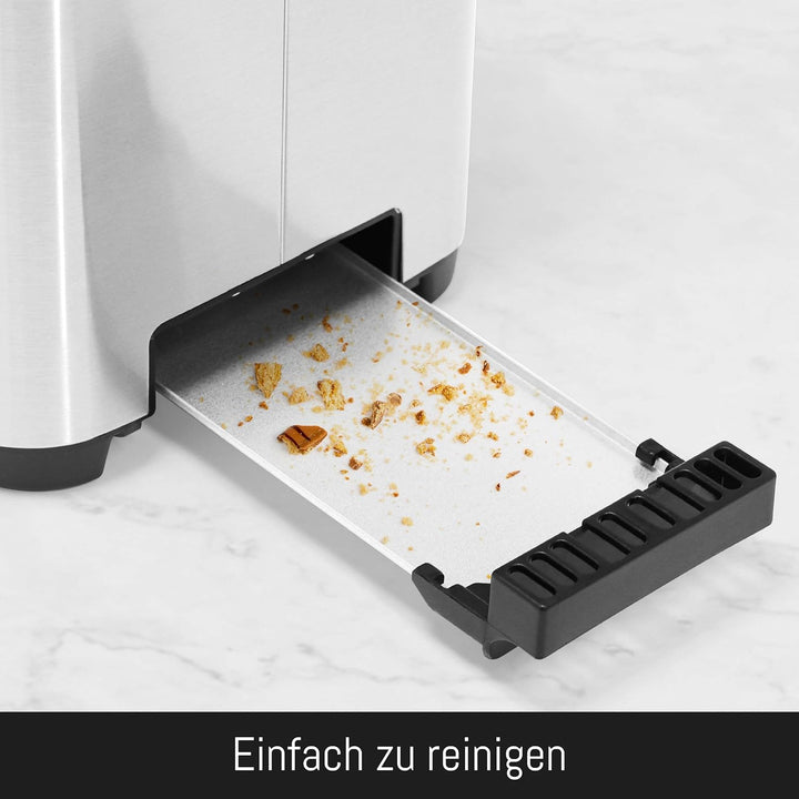 LEBENLANG Edelstahl Toaster mit Brötchenaufsatz 2 Scheiben - Touchscreen LED Display & 7 Stufen I 85