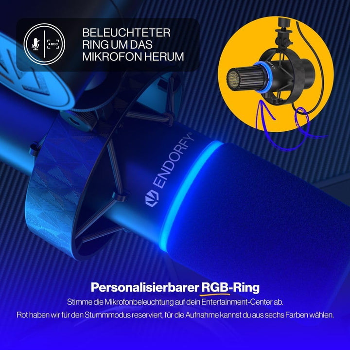 ENDORFY Solum Broadcast, USB Microphone, Adjustable Studio Boom arm, dual-Function Mute and gain kno