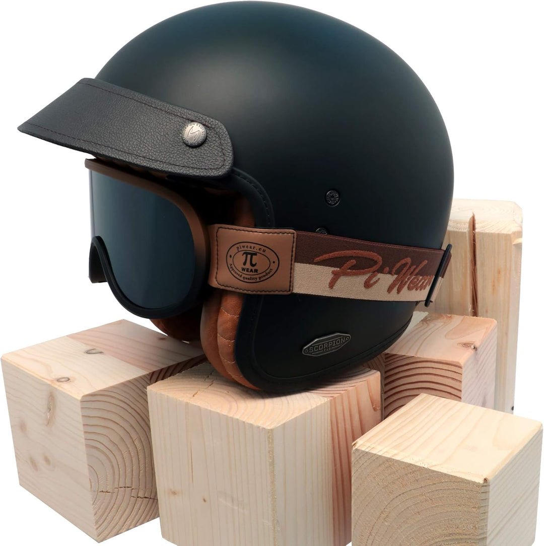 PiWear Arizona Motorradbrille Überbrille für Brillenträger Retro gepolstert beschlagfrei Rahmen und