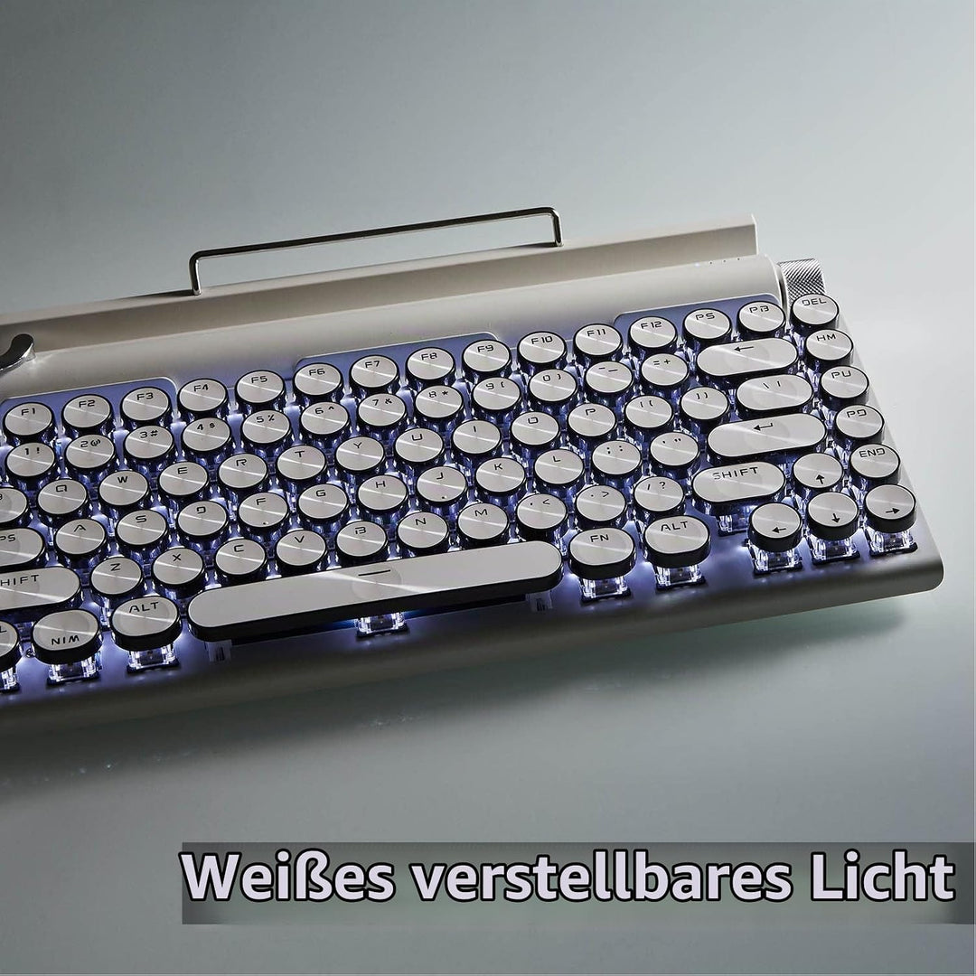 Sxhlseller Schreibmaschinen mechanische Tastatur, Retro Punk Gaming Tastatur, Blue Switch Mechanisch
