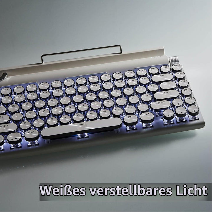 Sxhlseller Schreibmaschinen mechanische Tastatur, Retro Punk Gaming Tastatur, Blue Switch Mechanisch