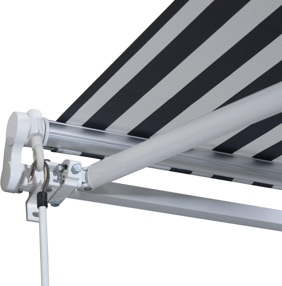 Outsunny Markise Gelenkarmmarkise Sonnenschutz Handkurbel Balkon Alu Grau/Weiss 3,5x2,5m Grau+Weiss,