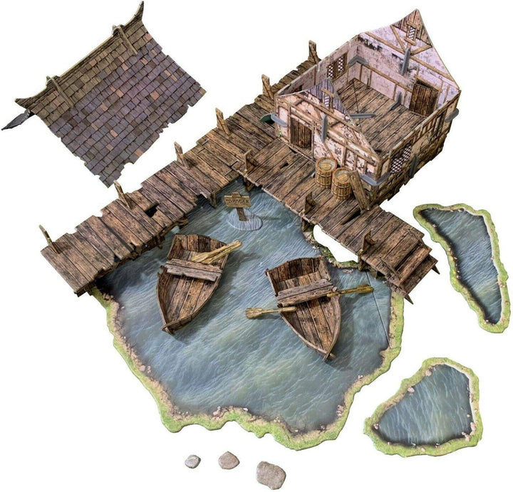 Battle Systems BSTFWE004 Fantasy Terrain Lake House Fantasy-Gebäude mit Mehreren Ebenen, modulare 3D