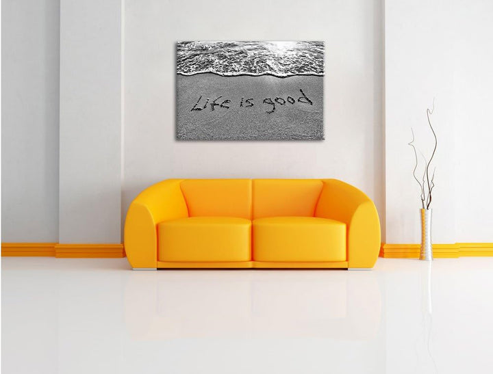 Pixxprint Sand Life is Good / 100x70cm Leinwandbild bespannt auf Holzrahmen/Wandbild Kunstdruck Deko