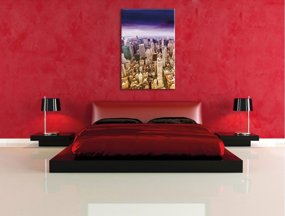 Pixxprint Skyline New York - Blick vom Dach des Empire State Building, Format: 100x70 auf Leinwand,