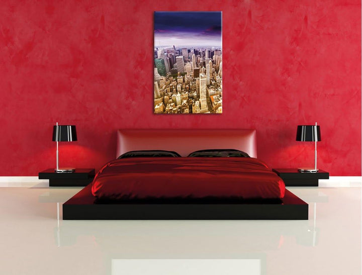 Pixxprint Skyline New York - Blick vom Dach des Empire State Building, Format: 100x70 auf Leinwand,