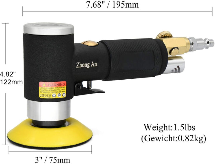 Mini Exzenterschleifer Druckluft Schwingschleifer Polierer,Hohe Geschwindigkeit 12000 RPM,Schleifmas