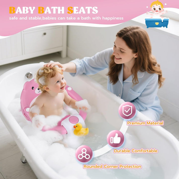 Badewannensitz Baby ab 6 Monate, Wissenschaftlicher Wirbelsäulenschutz, Mit 4 Starke Saugnäpfe und K