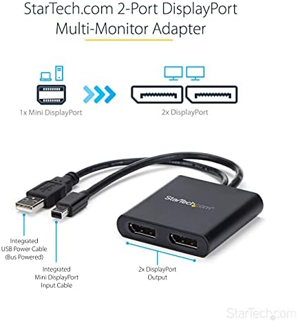 StarTech.com 2 Port Multi Monitor Adapter - Mini DisplayPort auf 2x DisplayPort MST Hub - Zweimal 4K