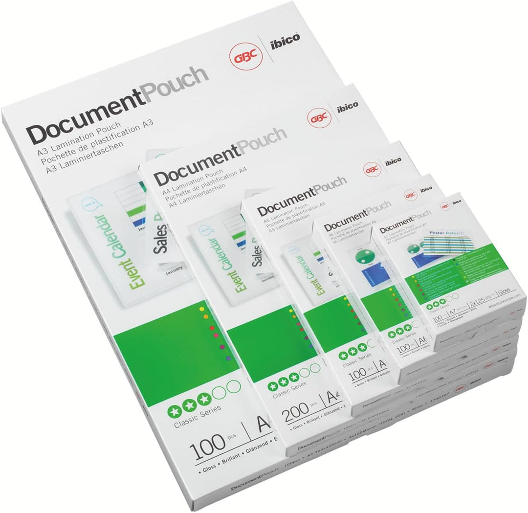 GBC Laminierfolien A4, Extra dünn, 2 x 37,5 mic, Robuste Laminiertaschen im 100er Pack, Glänzend, Tr