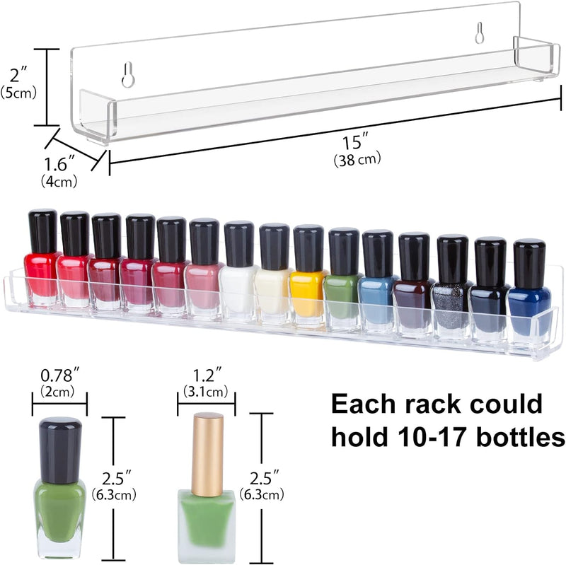 AMEITECH Nagellack-Halter aus Acryl, transparent, Wandmontage, für 90 Flaschen, Nagellack-Organizer