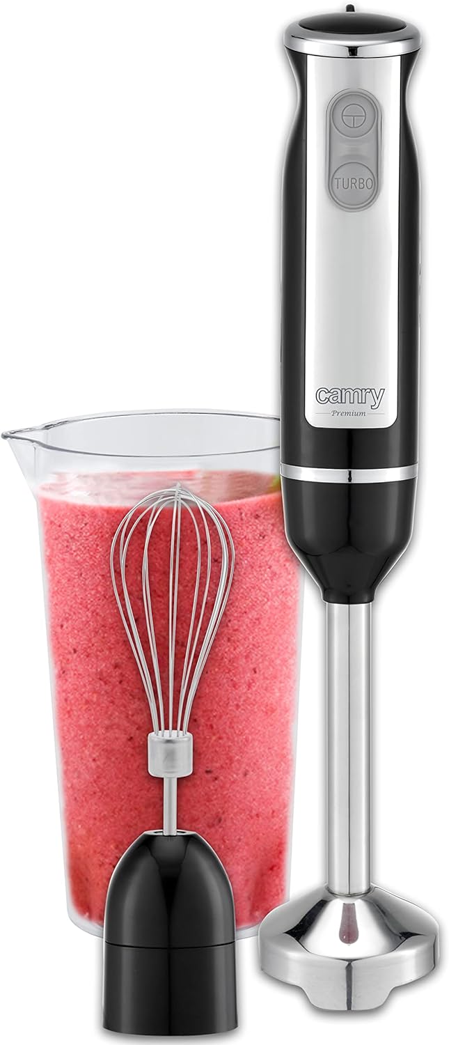 Camry CR 4621 Stabmixer, 1000W, Mixer mit Becher, Schneebesen, Mixer mit 2 Gechwindigkeiten, Blender