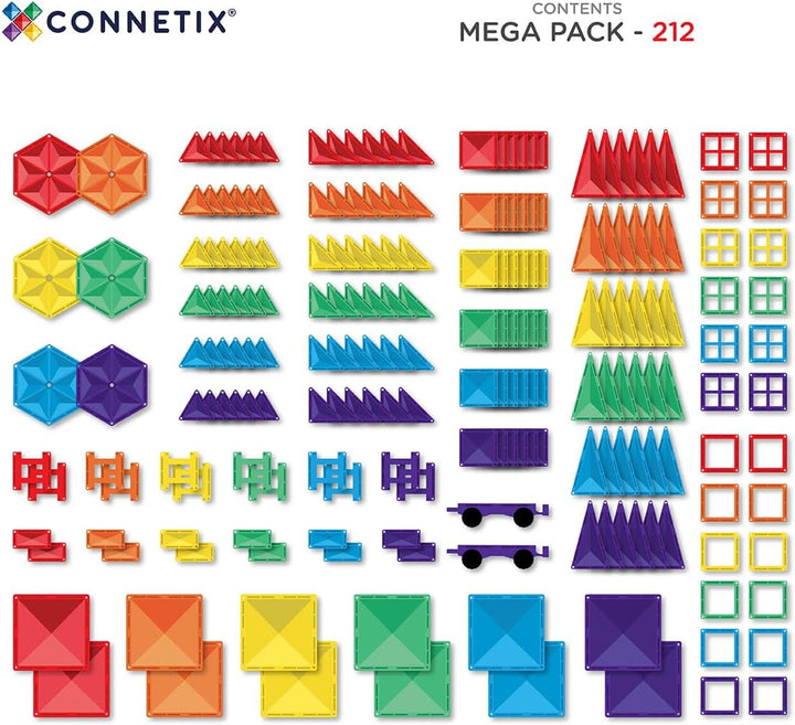 Connetix Magnetische Fliesen Regenbogen Megapackung, 212 Stück