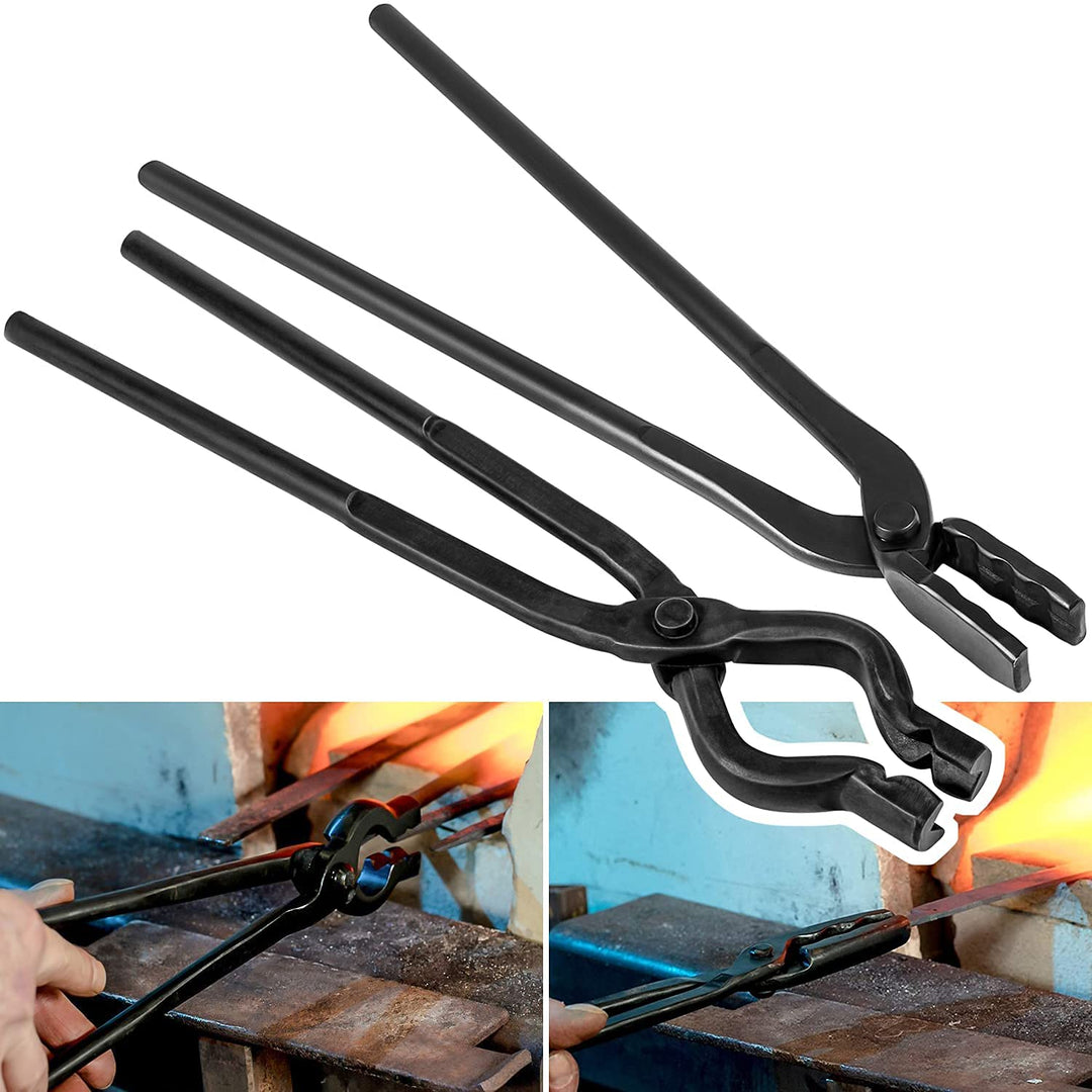 Schmiedzange Schmied Forge Werkzeugset Schmiedwerkzeug Schmied Amboss Werkzeugset，V-Bit-Zange & Wolf
