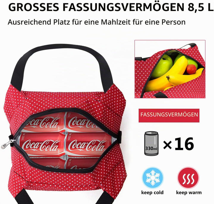 AOSBOS Kleine Kühltasche für unterwegs Lunchtasche Faltbar Lunchbag Kühltaschen Lunch Bag Damen Pick
