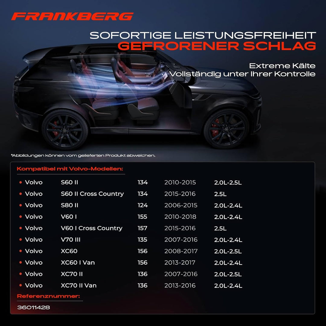Frankberg Klimakompressor Klimaanlage Kompatibel mit S60 II 134 2.0L 2.4L Diesel 2010-2018 V70 III 1