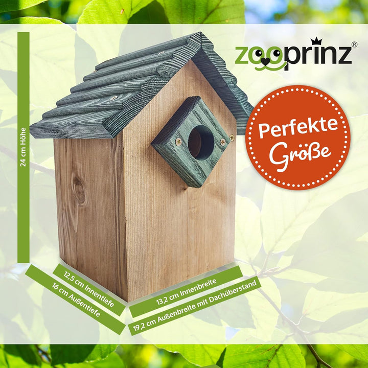 zooprinz Stabiler Nistkasten für Wildvögel/Gartenvögel mit sicherem Schutz gegen Nesträuber – witter