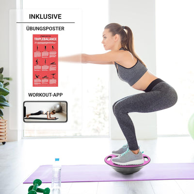 MSPORTS Balance Board Premium 40 cm Durchmesser inkl. Übungsposter und Work Out App GRATIS - Therapi