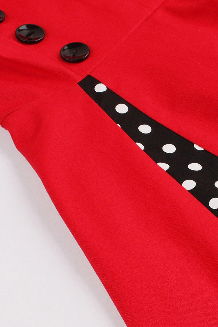 Axoe Damen 50er Jahre Kleider mit Gepunkte Rockabilly L Rot-polka Dots, L Rot-polka Dots