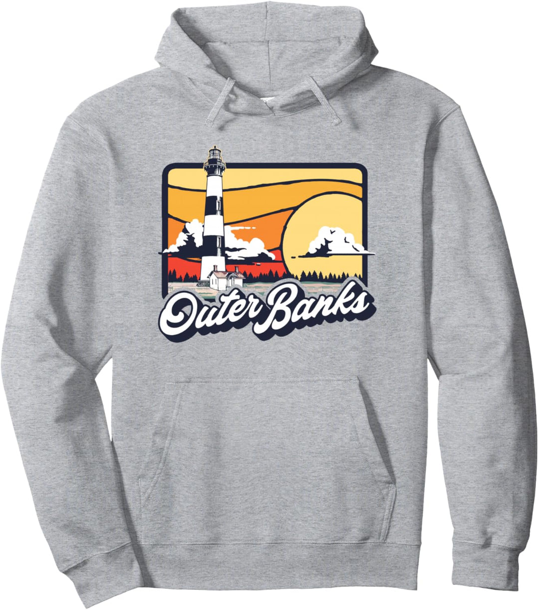 Outer Banks Lighthouse Bodie Island Vintage Carolina Beach Pullover Hoodie