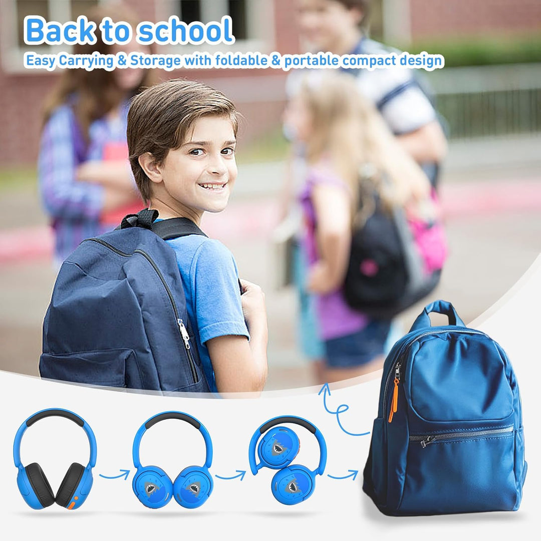 Bluetooth Kopfhörer Kinder, Kabellose KinderKopfhörer mit Mikrofon, 40H Wiedergabe, 74/85/94dB Einst