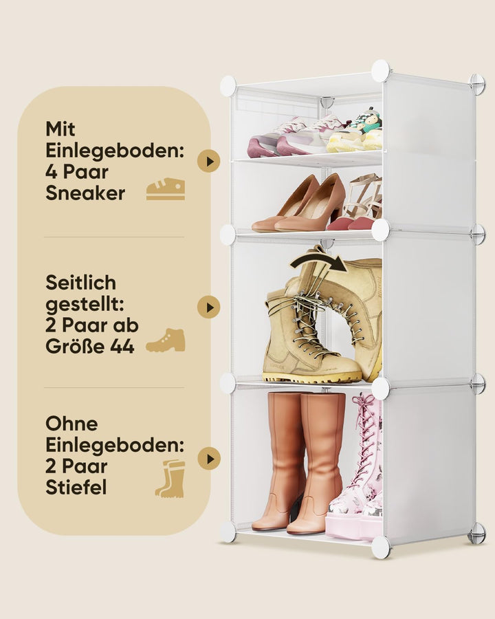 Sekey Schuhschrank 6 Fächer aus PP – Selbstaufbau mit Hammer – Grosses Schuhregal für Familie (84x31