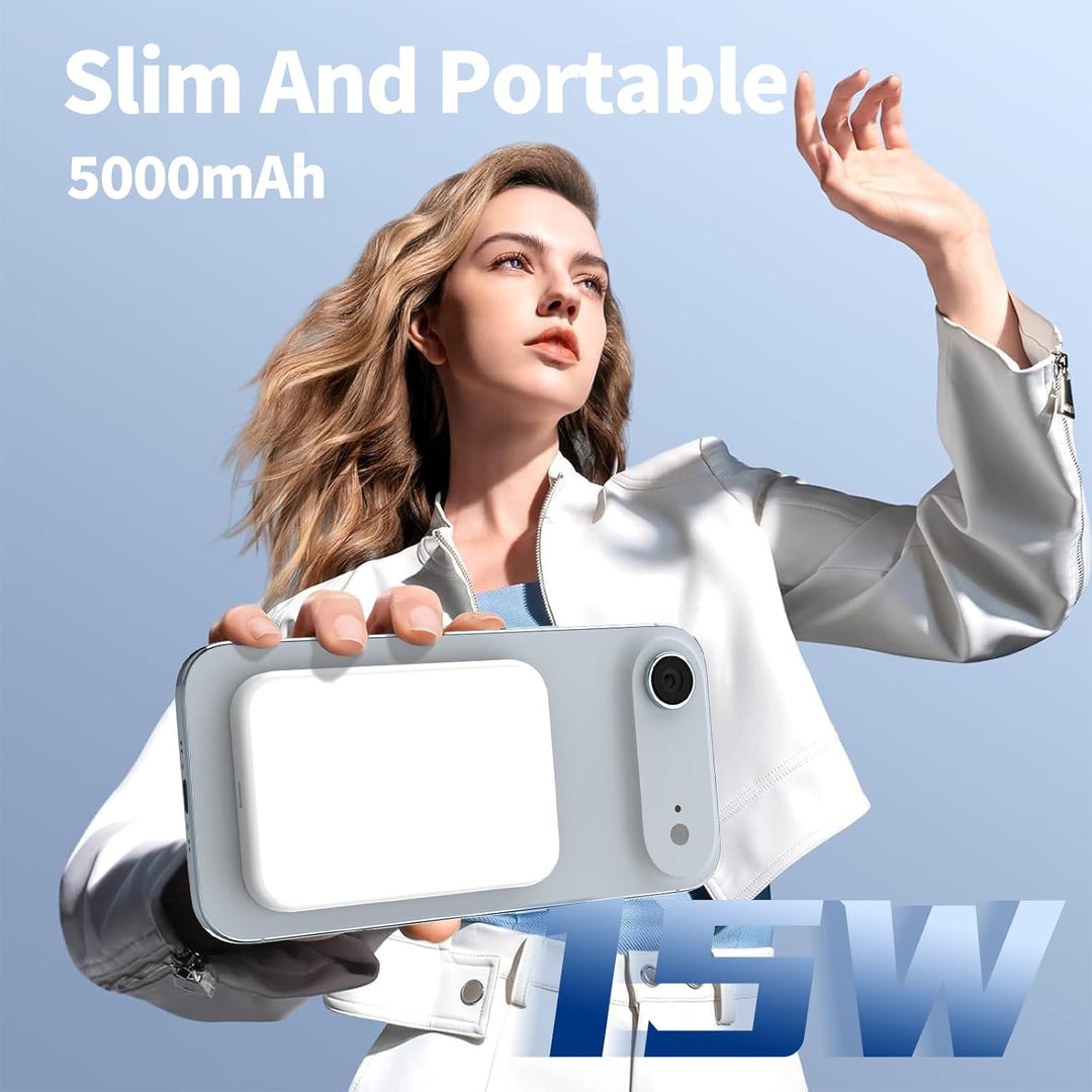 Wireless Power Bank für iPhone, Magnetische Power Bank 5000mAh Schnellladefunktion Ladegerät, Kabell