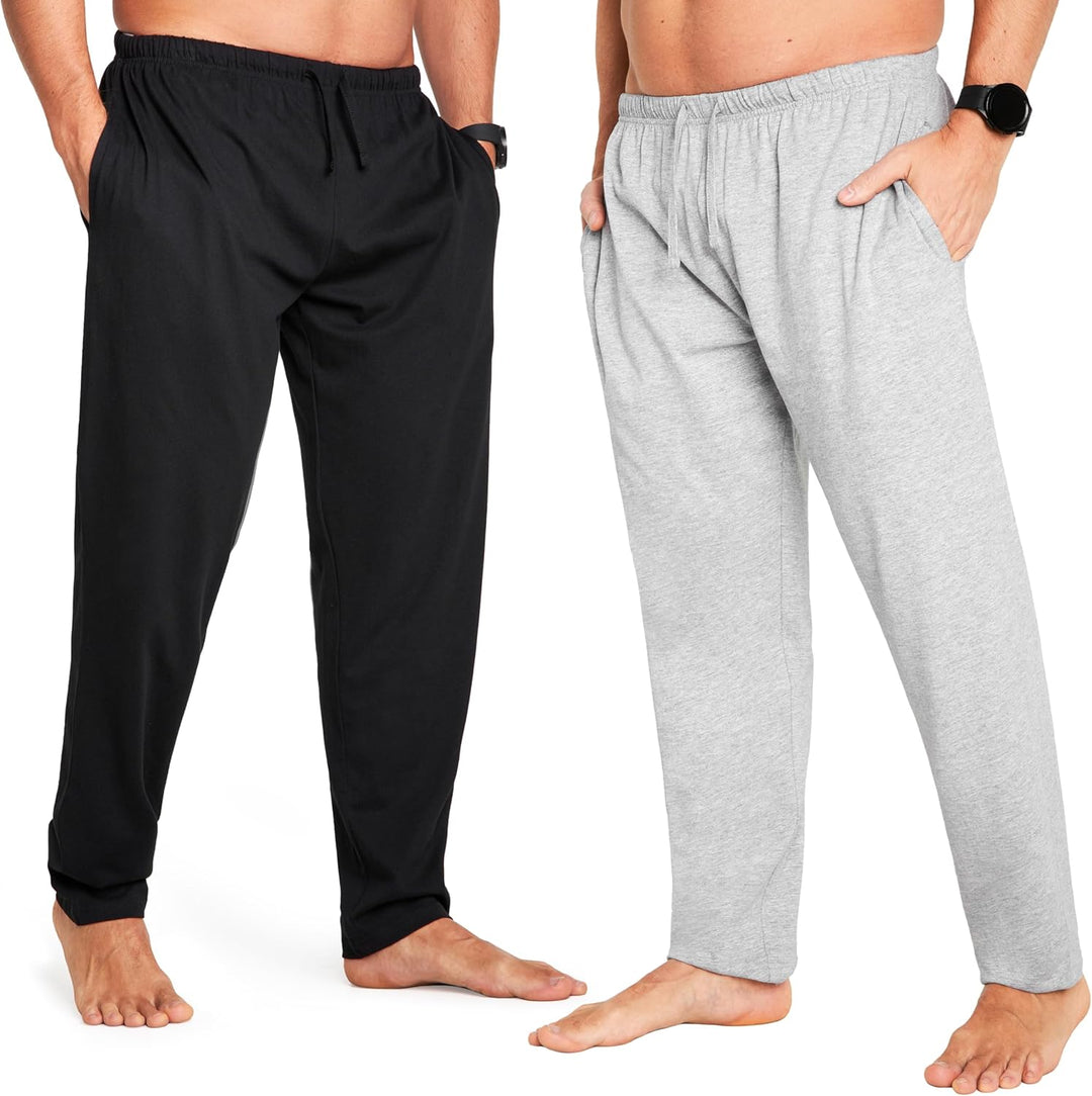 CityComfort Herren Schlafanzughose Lang mit Seitentaschen & elastischem Bund, 2er Pack 4XL Bund mit